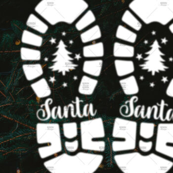 Intra απο ξύλο plywood 3mm-4mm πάχος – Santa Footprint, Santa Stencil Δίασταση  20x20 cm INTRAFABR-106663251 - Image 1