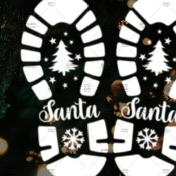 Intra απο ξύλο plywood 3mm-4mm πάχος – Santa Footprint, Santa Stencil Δίασταση  20x20 cm INTRAFABR-106663110 - Image 1