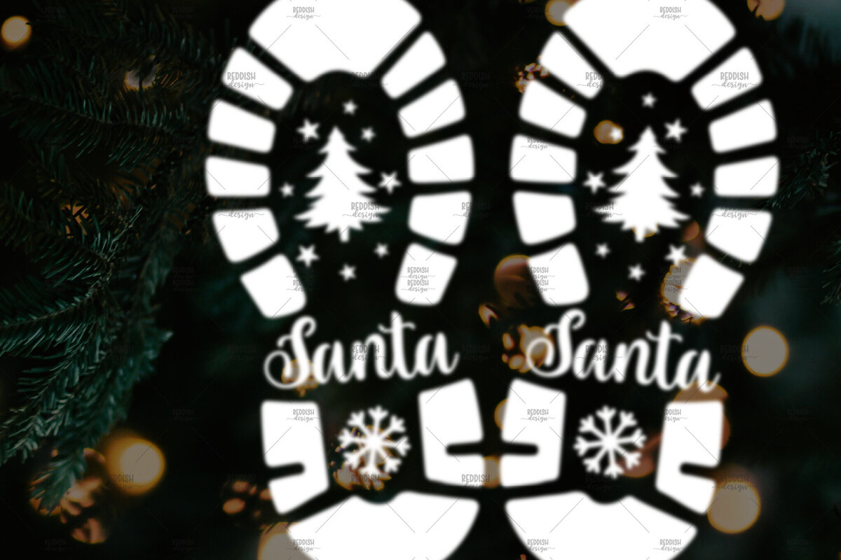 Intra απο ξύλο plywood 3mm-4mm πάχος – Santa Footprint, Santa Stencil Δίασταση  20x20 cm INTRAFABR-106663110