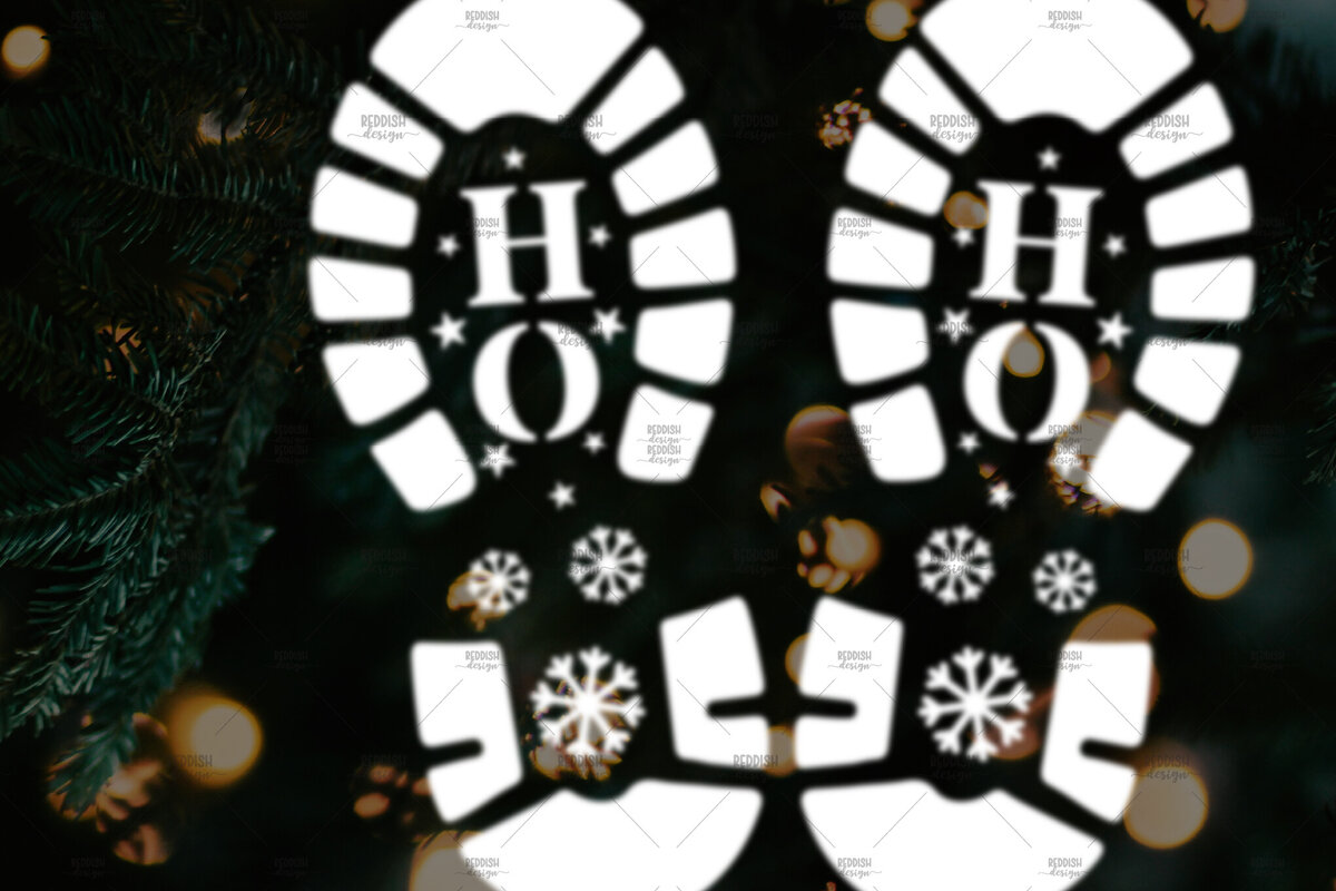 Intra απο ξύλο plywood 3mm-4mm πάχος – Santa Footprint, Santa Stencil Δίασταση  20x20 cm INTRAFABR-106663177