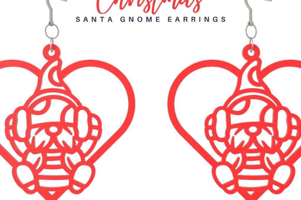 Intra απο ξύλο plywood 3mm-4mm πάχος – Σκουλαρίκια Santa Gnome Χριστουγεννιάτικα, Laser Δίασταση  5x5 cm INTRAFABR-84549450