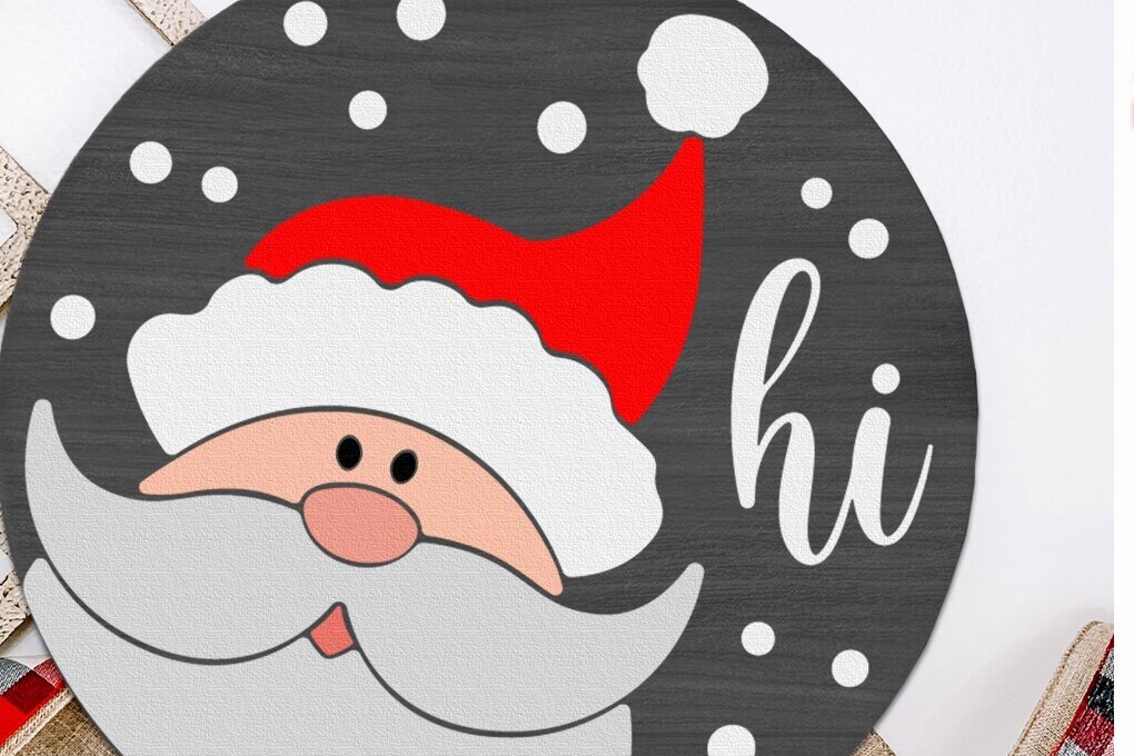 Intra απο ξύλο plywood 3mm-4mm πάχος – Santa Hi, Xmas Door Sign Δίασταση  40x30 cm INTRAFABR-111881069