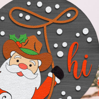 Intra απο ξύλο plywood 3mm-4mm πάχος – Santa Hi, Xmas Door Sign Δίασταση  40x30 cm INTRAFABR-109725151 - Image 1