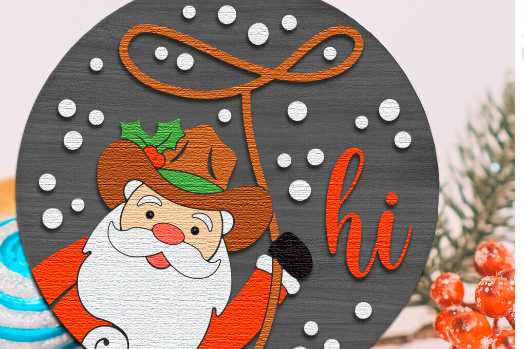 Intra απο ξύλο plywood 3mm-4mm πάχος – Santa Hi, Xmas Door Sign Δίασταση  40x30 cm INTRAFABR-109725151