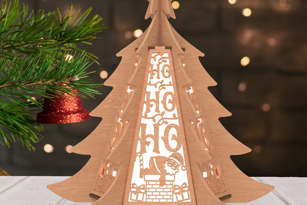 Intra απο ξύλο plywood 3mm-4mm πάχος – Χριστουγεννιάτικο φανάρι Santa in Chimney Δίασταση  20x20 cm INTRAFABR-108650674