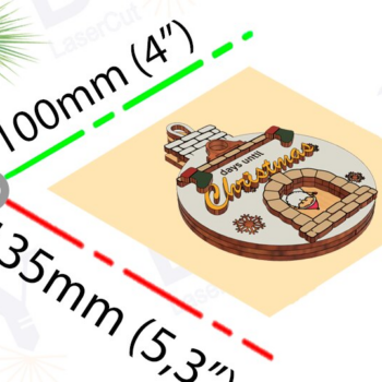 Intra απο ξύλο plywood 3mm-4mm πάχος – Στολίδι Αϊ-Βασίλη στο τζάκι αντίστροφη μέτρηση Δίασταση  20x20 cm INTRAFABR-109665652 - Image 2