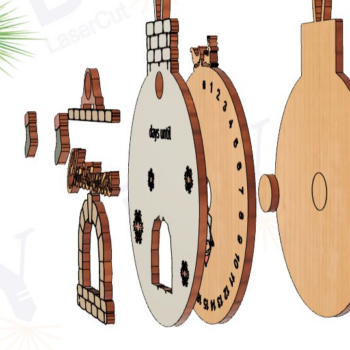 Intra απο ξύλο plywood 3mm-4mm πάχος – Στολίδι Αϊ-Βασίλη στο τζάκι αντίστροφη μέτρηση Δίασταση  20x20 cm INTRAFABR-109665652 - Image 4