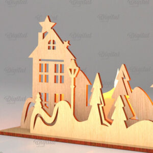 Intra απο ξύλο plywood 3mm-4mm πάχος – Κεριοφόρο Santa Land Δίασταση  20x20 cm INTRAFABR-106949285