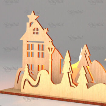Intra απο ξύλο plywood 3mm-4mm πάχος – Κεριοφόρο Santa Land Δίασταση 20x20 cm INTRAFABR-106949285 - Image 1