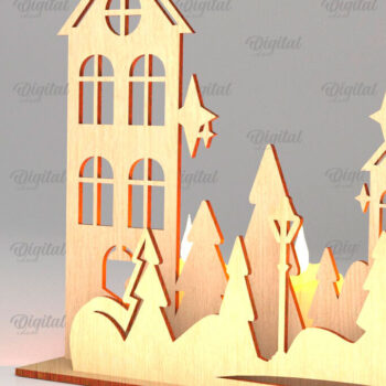 Intra απο ξύλο plywood 3mm-4mm πάχος – Πακέτο λέιζερ Santa Land Candle Holders Δίασταση 20x20 cm INTRAFABR-106950767 - Image 3