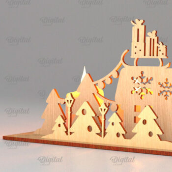 Intra απο ξύλο plywood 3mm-4mm πάχος – Πακέτο λέιζερ Santa Land Candle Holders Δίασταση 20x20 cm INTRAFABR-106950767 - Image 5