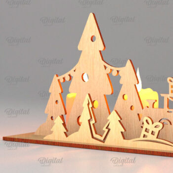 Intra απο ξύλο plywood 3mm-4mm πάχος – Πακέτο λέιζερ Santa Land Candle Holders Δίασταση 20x20 cm INTRAFABR-106950767 - Image 9