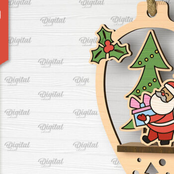 Intra απο ξύλο plywood 3mm-4mm πάχος –  κοπής με λέιζερ στολίδι Santa Land Δίασταση  20x20 cm INTRAFABR-102600530 - Image 1