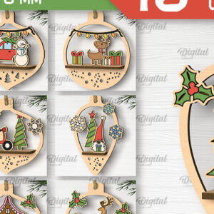 Intra απο ξύλο plywood 3mm-4mm πάχος – Δέσμη κοπής με λέιζερ Santa Land Ornaments Δίασταση  20x20 cm INTRAFABR-102604177