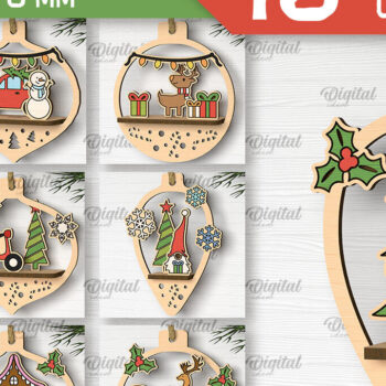 Intra απο ξύλο plywood 3mm-4mm πάχος – Δέσμη κοπής με λέιζερ Santa Land Ornaments Δίασταση 20x20 cm INTRAFABR-102604177 - Image 1