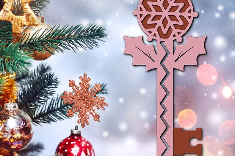 Intra απο ξύλο plywood 3mm-4mm πάχος – Αρχείο κοπής λέιζερ 3D Santa Magic Key Δίασταση  20x20 cm INTRAFABR-39182393