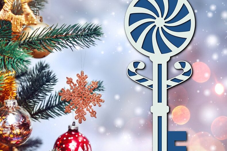 Intra απο ξύλο plywood 3mm-4mm πάχος – Αρχείο κοπής λέιζερ 3D Santa Magic Key Δίασταση  20x20 cm INTRAFABR-39182412