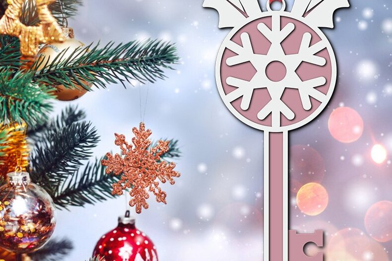 Intra απο ξύλο plywood 3mm-4mm πάχος – Αρχείο κοπής λέιζερ 3D Santa Magic Key Δίασταση  20x20 cm INTRAFABR-39182529