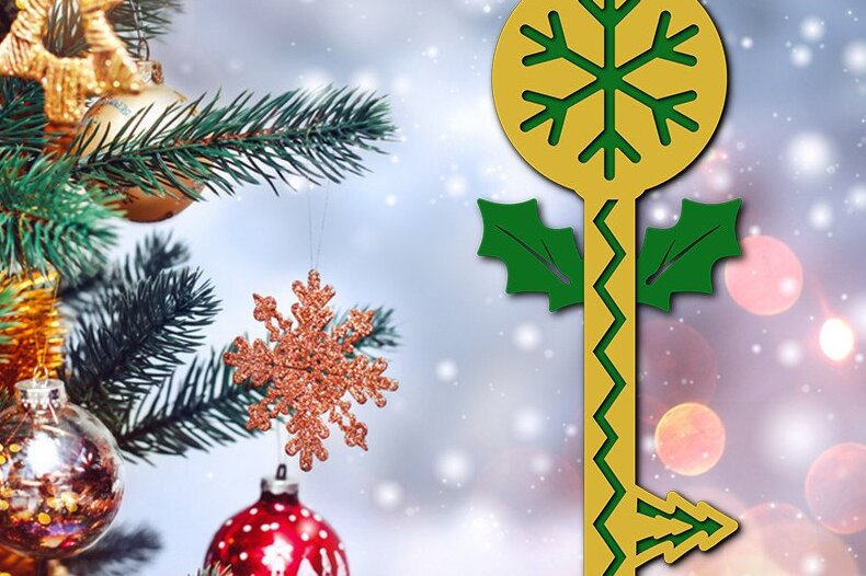 Intra απο ξύλο plywood 3mm-4mm πάχος – Αρχείο κοπής λέιζερ 3D Santa Magic Key Δίασταση  20x20 cm INTRAFABR-39182556