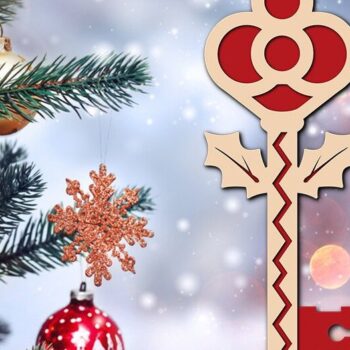 Intra απο ξύλο plywood 3mm-4mm πάχος – Αρχείο κοπής λέιζερ 3D Santa Magic Key Δίασταση  20x20 cm INTRAFABR-39182380 - Image 1