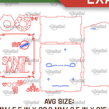 Intra απο ξύλο plywood 3mm-4mm πάχος – Πακέτο κοπής με λέιζερ Santa Mail Boxes Δίασταση 20x20 cm INTRAFABR-106599370 - Image 5