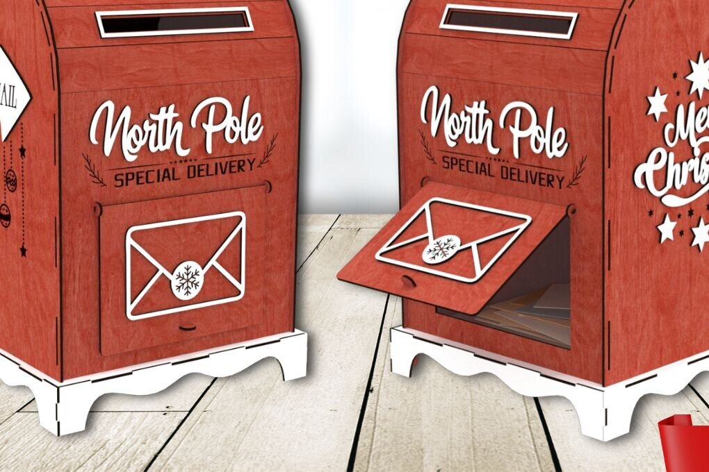 Intra απο ξύλο plywood 3mm-4mm πάχος – Santa Mailbox Δίασταση  20x20 cm INTRAFABR-107374331