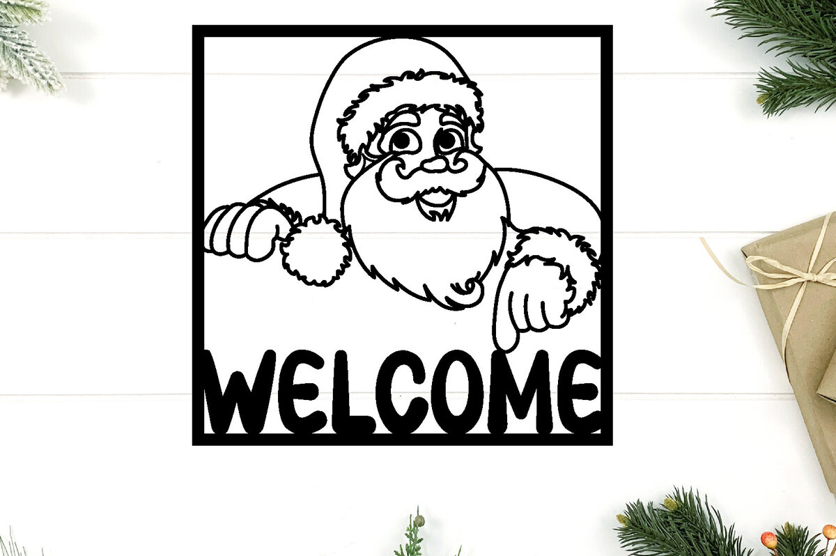 Intra απο ξύλο plywood 3mm-4mm πάχος – Αρχείο κοπής με λέιζερ Santa Metal Wall Art Δίασταση  40x30 cm INTRAFABR-97642676