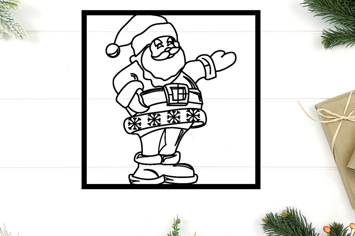 Intra απο ξύλο plywood 3mm-4mm πάχος – Αρχείο κοπής με λέιζερ Santa Metal Wall Art Δίασταση  40x30 cm INTRAFABR-97642720