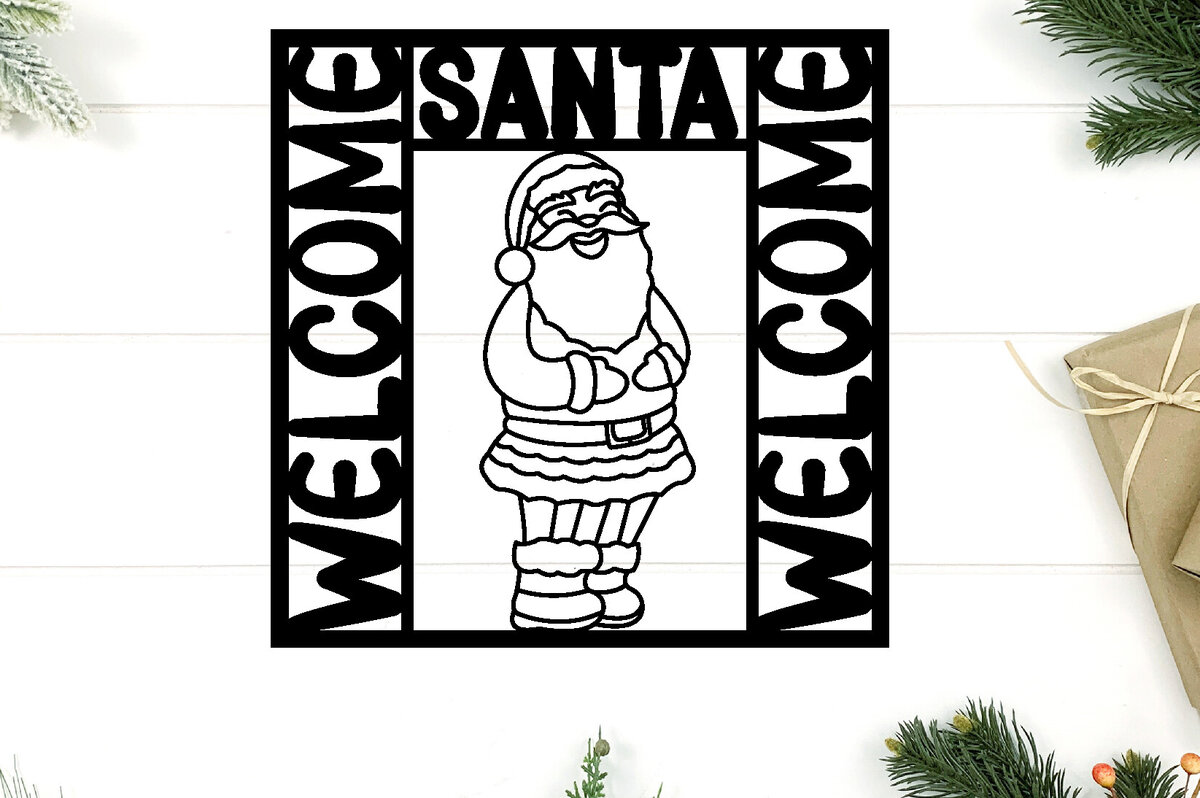 Intra απο ξύλο plywood 3mm-4mm πάχος – Αρχείο κοπής με λέιζερ Santa Metal Wall Art Δίασταση  40x30 cm INTRAFABR-97386169