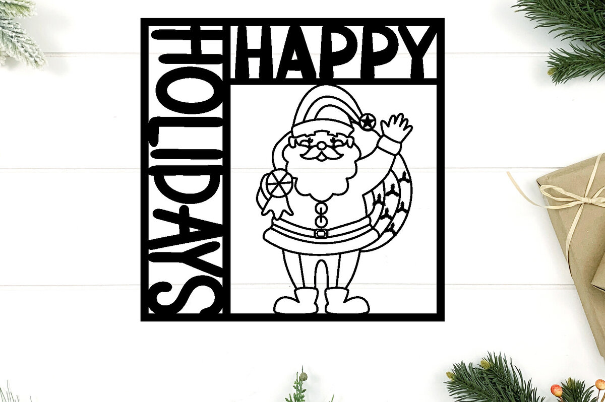 Intra απο ξύλο plywood 3mm-4mm πάχος – Αρχείο κοπής με λέιζερ Santa Metal Wall Art Δίασταση  40x30 cm INTRAFABR-97642457