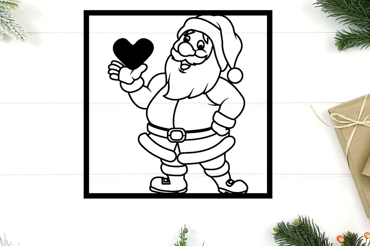 Intra απο ξύλο plywood 3mm-4mm πάχος – Αρχείο κοπής με λέιζερ Santa Metal Wall Art Δίασταση  40x30 cm INTRAFABR-97642511