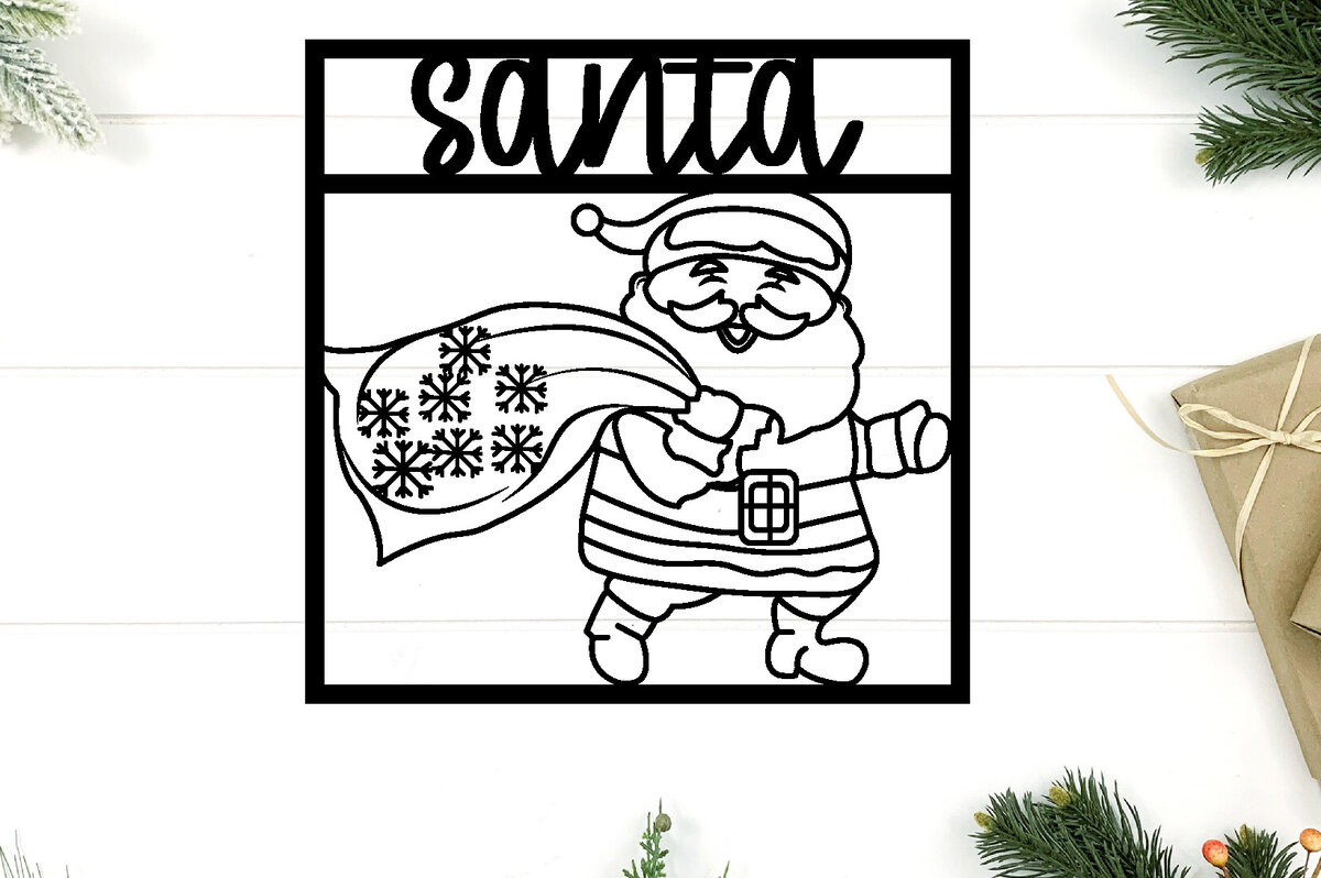 Intra απο ξύλο plywood 3mm-4mm πάχος – Αρχείο κοπής με λέιζερ Santa Metal Wall Art Δίασταση  40x30 cm INTRAFABR-97642547