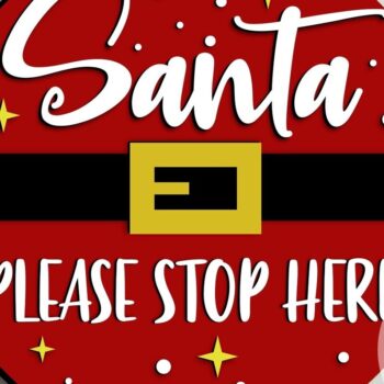 Intra απο ξύλο plywood 3mm-4mm πάχος – Άγιος Βασίλης, παρακαλώ σταματήστε εδώ Στρογγυλή επιγραφή Δίασταση  20x20 cm INTRAFABR-78413471 - Image 1