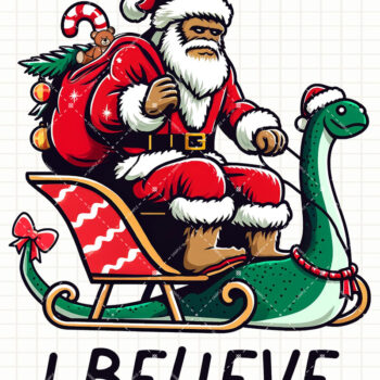 Intra απο ξύλο plywood 3mm-4mm πάχος – Χριστούγεννα Santa Sasquatch Λοχ Νες Δίασταση  20x20 cm INTRAFABR-112736267 - Image 1