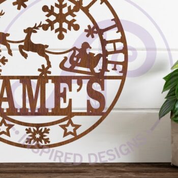 Intra απο ξύλο plywood 3mm-4mm πάχος – Χριστούγεννα έλκηθρο Άγιου Βασίλη στην πινακίδα ονόματος Δίασταση  20x20 cm INTRAFABR-80182769 - Image 1