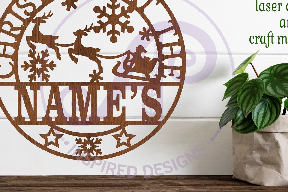 Intra απο ξύλο plywood 3mm-4mm πάχος – Χριστούγεννα έλκηθρο Άγιου Βασίλη στην πινακίδα ονόματος Δίασταση  20x20 cm INTRAFABR-80182769