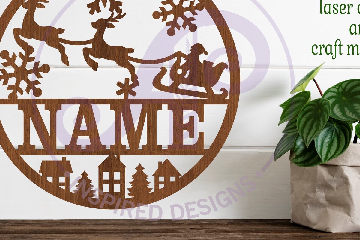 Intra απο ξύλο plywood 3mm-4mm πάχος – Santa Sleigh Χριστουγεννιάτικη πινακίδα Δίασταση  20x20 cm INTRAFABR-80179567