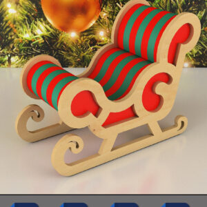 Intra απο ξύλο plywood 3mm-4mm πάχος – Έλκηθρο Άγιου Βασίλη για τα Χριστούγεννα Noel Sled Δίασταση  20x20 cm INTRAFABR-81966606