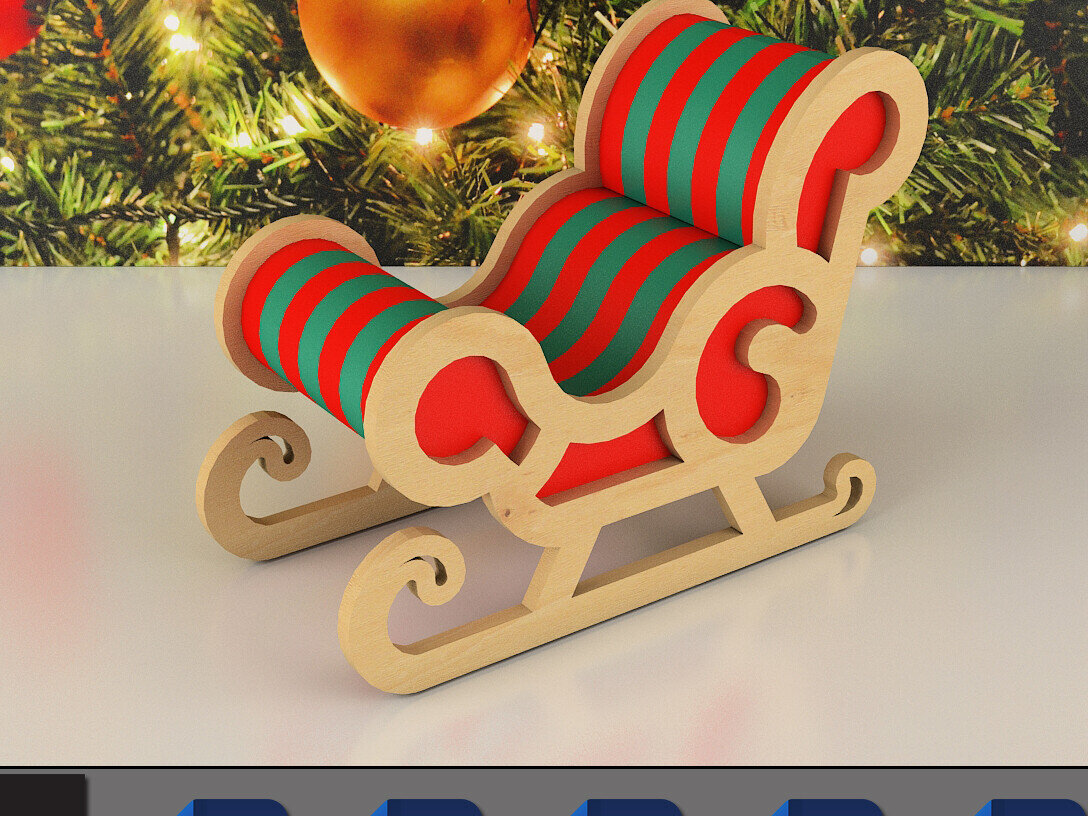 Intra απο ξύλο plywood 3mm-4mm πάχος – Έλκηθρο Άγιου Βασίλη για τα Χριστούγεννα Noel Sled Δίασταση  20x20 cm INTRAFABR-81966606