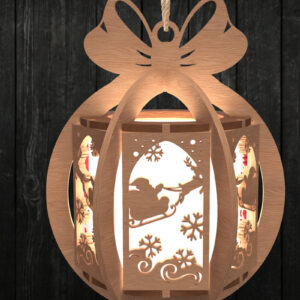 Intra απο ξύλο plywood 3mm-4mm πάχος – Φανάρι Santa Sleigh, Χριστουγεννιάτικο στολίδι Δίασταση  20x20 cm INTRAFABR-108508563