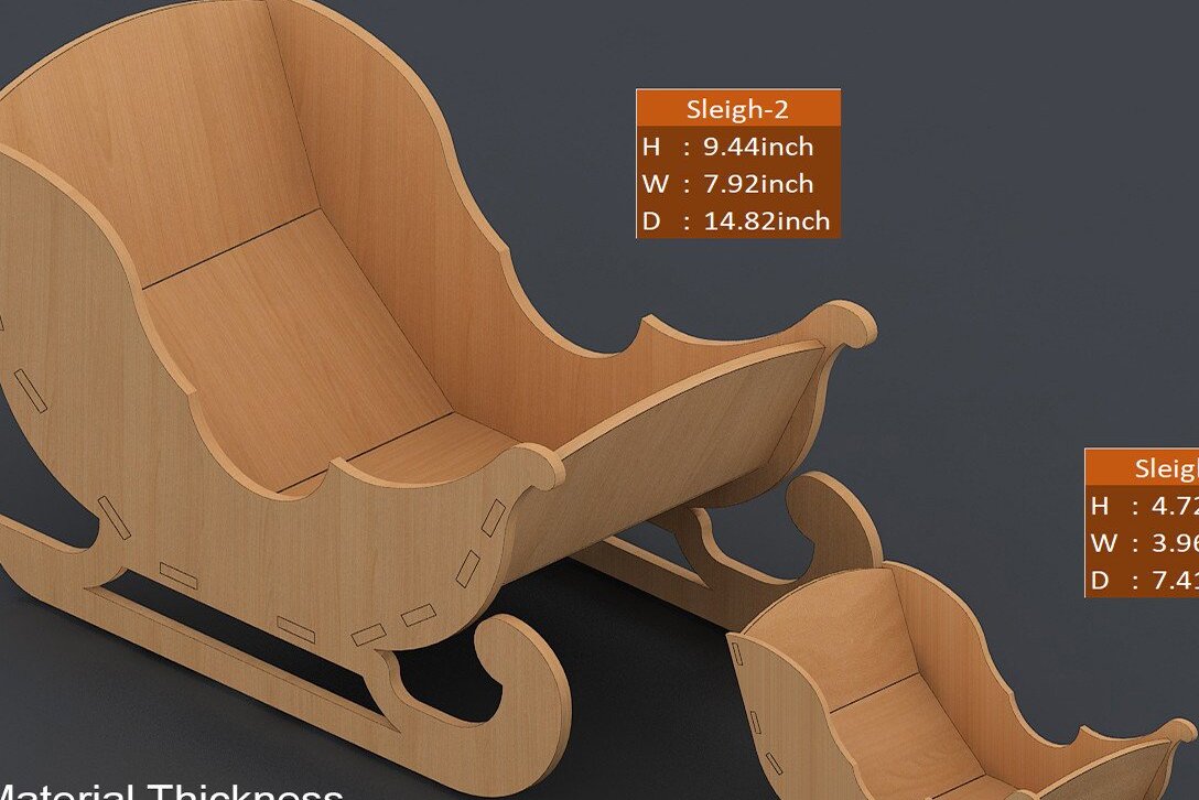 Intra απο ξύλο plywood 3mm-4mm πάχος – Πρωτοχρονιά συλλογή Santa Sleigh Noel Δίασταση  20x20 cm INTRAFABR-41864256