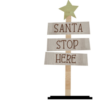 Intra απο ξύλο plywood 3mm-4mm πάχος – Σημάδι Santa Stop Here Δίασταση  20x20 cm INTRAFABR-49918902 - Image 1