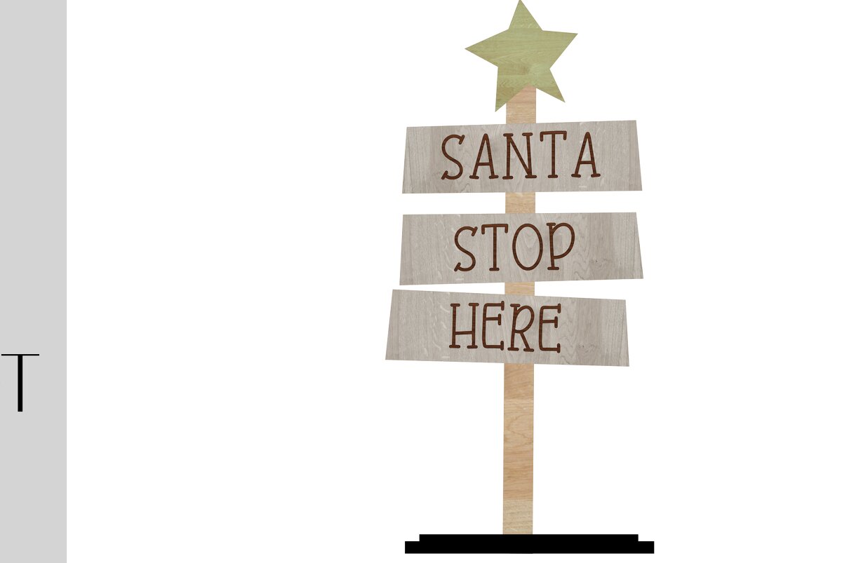 Intra απο ξύλο plywood 3mm-4mm πάχος – Σημάδι Santa Stop Here Δίασταση  20x20 cm INTRAFABR-49918902