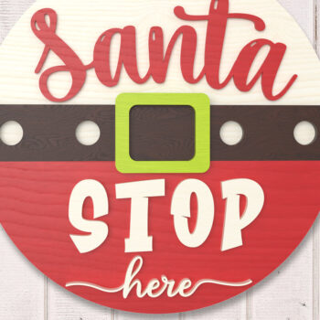 Intra απο ξύλο plywood 3mm-4mm πάχος – Santa Stop Here Σημάδι Δίασταση  20x20 cm INTRAFABR-106435026 - Image 1