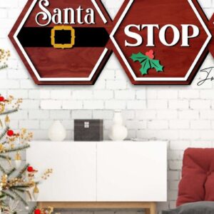 Intra απο ξύλο plywood 3mm-4mm πάχος – Santa Stop Here Ξύλινη πινακίδα Δίασταση  20x20 cm INTRAFABR-43741682