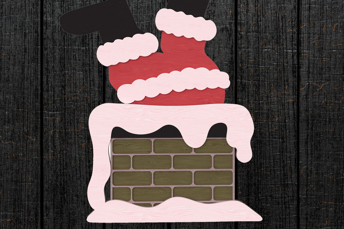 Intra απο ξύλο plywood 3mm-4mm πάχος – Άγιος Βασίλης κολλημένος στην χριστουγεννιάτικη πινακίδα καμινάδας Δίασταση  20x20 cm INTRAFABR-107627877