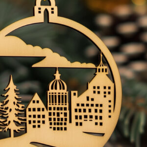 Intra απο ξύλο plywood 3mm-4mm πάχος – Santa Town Single Δίασταση  20x20 cm INTRAFABR-91370171