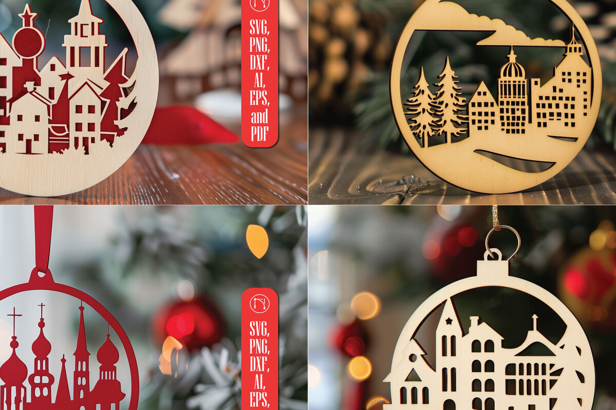 Intra απο ξύλο plywood 3mm-4mm πάχος – Πακέτο Santa Town Single Cut Δίασταση  20x20 cm INTRAFABR-91370395