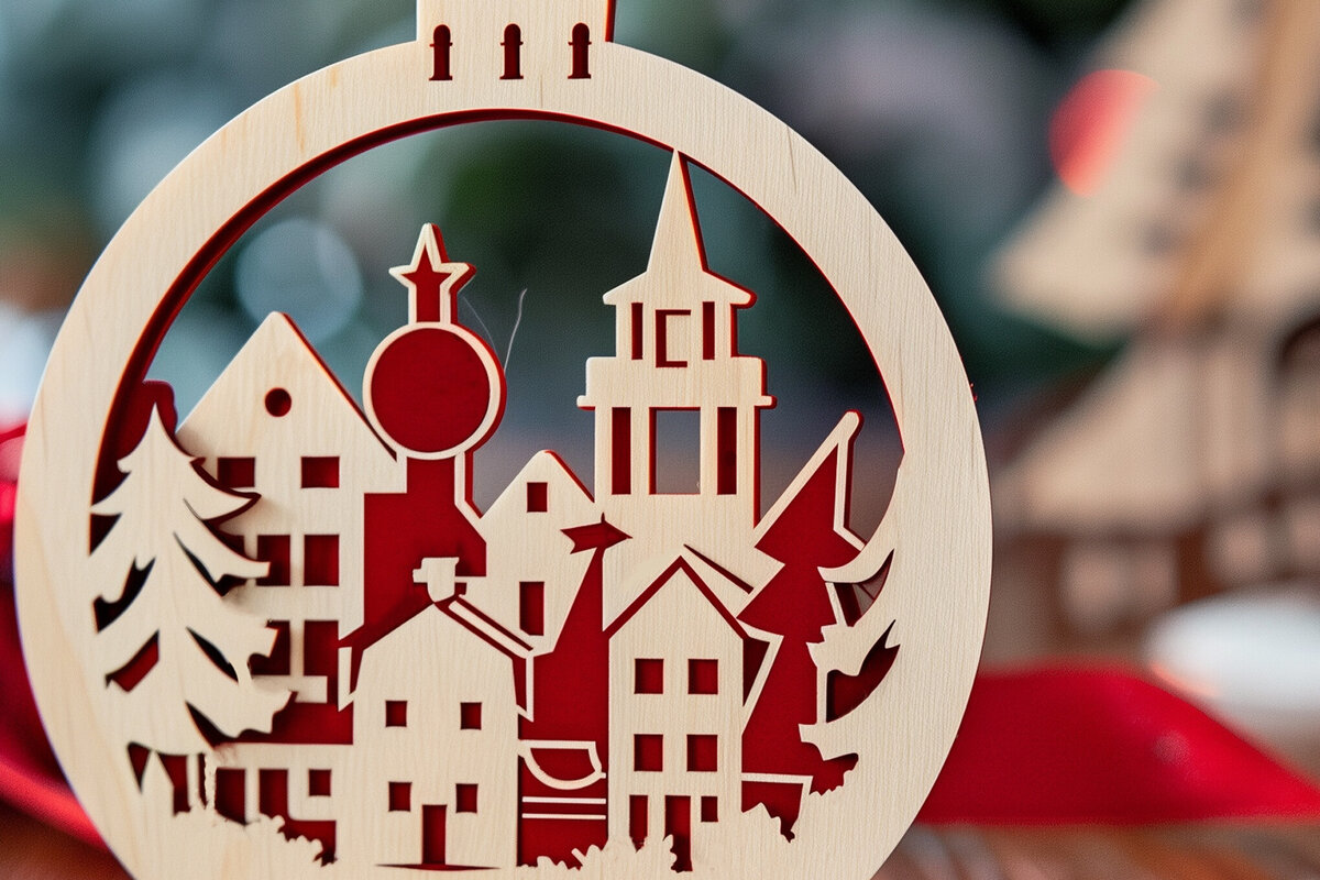 Intra απο ξύλο plywood 3mm-4mm πάχος – Santa Town Single Δίασταση  20x20 cm INTRAFABR-91367448