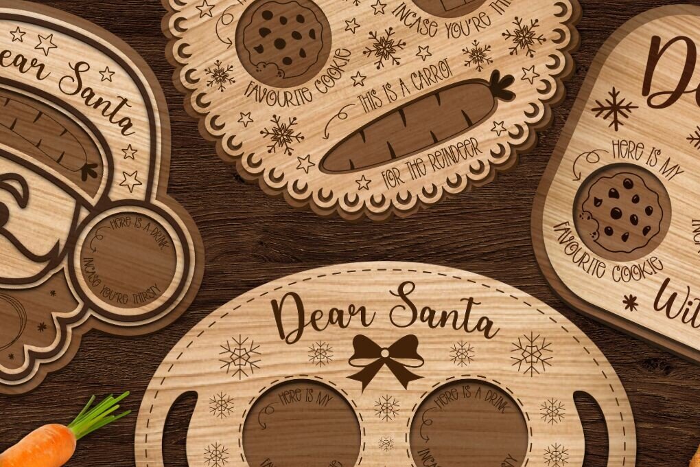 Intra απο ξύλο plywood 3mm-4mm πάχος – Δέσμη κοπής με λέιζερ Santa Tray Δίασταση  20x20 cm INTRAFABR-107372694